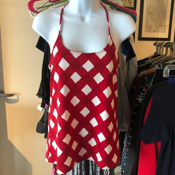 The Limited Tops - The Limited // Red Gingham Racerback Strap Tank